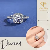 【CF鑽飾】女戒《微鑲方包》莫桑鑽 1克拉鑽戒 純銀戒指