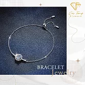 【CF鑽飾】手鍊《微鑲圓包》莫桑鑽 1克拉  拉環式