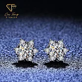 【CF鑽飾】耳環《星光雪花》莫桑鑽 1克拉 耳釘 耳針