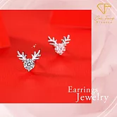 【CF鑽飾】耳環《銀翼雪鹿》莫桑鑽 1克拉 耳釘 耳針