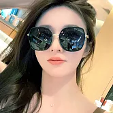 seoul show首爾秀 高級感側邊閃粉框太陽眼鏡抗UV400墨鏡 8025  黑金框閃銀黑灰片