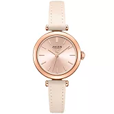 JULIUS 聚利時 平行時空 皮革文青秀氣腕錶 JA-1018/JA-1539(八色/28mm) 淺米