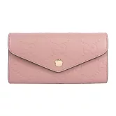 GUCCI 大GG Logo 淡金釦翻蓋信封式長夾 (玫瑰粉)