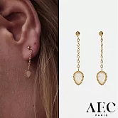 AEC PARIS 巴黎品牌 梨形月光石耳環 金色豆豆垂墜式耳環 Drop earrings Hepa