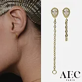 AEC PARIS 巴黎品牌 切割單鑽耳環 簡約金鍊耳環 Studs Bala ?toil?e 梨形
