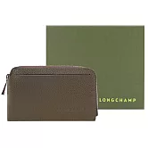 LONGCHAMP LE FOULONN?系列牛皮卡片零錢包 酸豆綠
