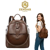 【ZENDAR】台灣總代理 限量1折 頂級超柔軟小牛皮後背包 安娜格系列 全新專櫃展示品(咖啡色)