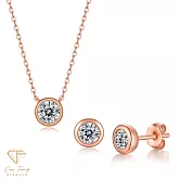 莫桑鑽《聖誕禮物 1+1精選套組》1克拉純銀系列 F款組(項鍊+耳環)