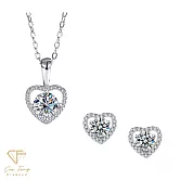 莫桑鑽《聖誕禮物 1+1精選套組》1克拉純銀系列 H款組(項鍊+耳環)