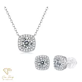 莫桑鑽《聖誕禮物 1+1精選套組》1克拉純銀系列 J款組(項鍊+耳環)