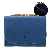 Kissora Tokyo ｜日本職人手工 三折一字口金牛皮短夾 藍色
