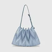 半月款設計｜Pavi studio 泰國新銳設計師.時尚W純色包.簡約設計.大容量.真皮背帶.摺疊肩背包.100%總代理 棉花糖藍