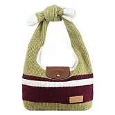 LONGCHAMP LE PLIAGE COLLECTION系列羊毛針織蝴蝶結肩背包 開心果綠x酒紅