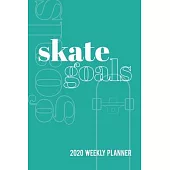 Skate Goals 2020 Weekly Planner: Datebook with Space to Set and Track Goals for Skateboarding Skills and Tricks Throughout the Year (Aqua Blue Cover)