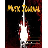 Music Journal: Black and White Musical Notes Music Manuscript Notebook with Staff Paper - Blank Sheet Music Notebook - Music Journal