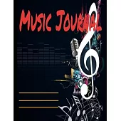 Music Journal: Black and White Musical Notes Music Manuscript Notebook with Staff Paper - Blank Sheet Music Notebook - Music Journal