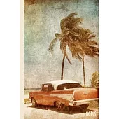 Notes: Vintage Car Notebook Journal with Palm Trees and Beach Art Cover Design-6x9-100 Blank Lined Wide Ruled Pages-with Soft