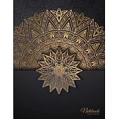 Graph Paper Notebook: Golden Indian Mandala Soft Cover - 1/4 inch squares - Large (8.5 x 11 inches) Letter Size - 100 Square Grid Pages - Bl