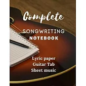 Songwriting Notebook: Music Journal mix of lyric paper sheet and guitar tab