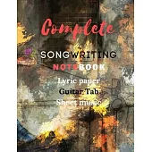 Songwriting Notebook: Music Journal mix of lyric paper sheet and guitar tab