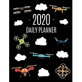 Drone Daily Planner 2020: Cool Daily Organizer for Men & Boys: January - December Stylish UAV Weekly Agenda Beautiful Flying Electronic Aircraft