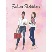 Fashion Sketchbook: The Book for Sketching Your Artistic Fashion Design Ideas. Including 2 Women Line Shapes (Silhouettes) to Help You Ske
