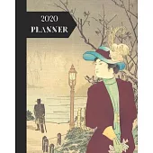 2020 Planner: Japanese Themed: Pretty Classic Vintage Cover: Monthly & Weekly Planner Calendar With Dot Grid Pages: Great Gift For L
