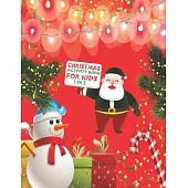 Christmas Activity Book For Kids 1 In 3: A Fun Kid Workbook Game For Learning, Coloring, Dot To Dot, Mazes, Word Search and Crossword