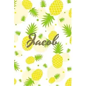 Jacob: Personalized Pineapple fruit themed Dotted Grid Notebook Bullet Grid Journal teacher gift teacher Appreciation Day Gif