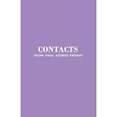 Contacts: BLACK Address Book for Business Contacts with a-z tabs, Address Book for Women, with Birthdays, THIN, SMALL, PURPLE