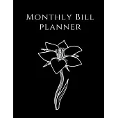 Monthly Bill Planner: Marble Floral Cover - Simple Monthly Bill Payment Checklist Tracker Log Book Organizer Planner - Bills Due Calendar -