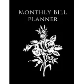 Monthly Bill Planner: Marble Floral Cover - Simple Monthly Bill Payment Checklist Tracker Log Book Organizer Planner - Bills Due Calendar -
