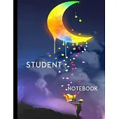 student notebook: Composition Notebook Wolf Howling at Moon College Ruled Lined Pages Book 8.5 x 11