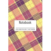 Notebook: Pastel Plaid Pattern Lined Notebook.
