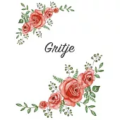 Gritje: Personalized Notebook with Flowers and First Name - Floral Cover (Red Rose Blooms). College Ruled (Narrow Lined) Journ