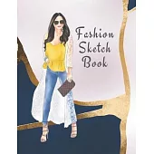 Fashion Sketch Book: The Book for Sketching Your Artistic Fashion Design Ideas. Including 2 Women Line Shapes (Silhouettes) to Help You Ske