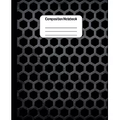 Composition Notebook: Black Metal Hexagon Cover Design: College Ruled Blank Lined Cute Notebooks for Boys Teens Kids School Writing Notes Jo