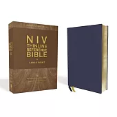 Niv, Thinline Reference Bible, Large Print, Genuine Leather, Buffalo, Blue, Red Letter Edition, Comfort Print