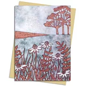 Janine Partington: Copper Foil Meadow Scene Greeting Card: Pack of 6