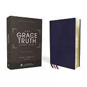 Niv, the Grace and Truth Study Bible, Premium Goatskin Leather, Navy, Premier Collection, Black Letter, Comfort Print