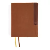 Niv, Journal the Word Bible, Large Print, Leathersoft, Brown, Red Letter, Comfort Print: Reflect, Take Notes, or Create Art Next to Your Favorite Vers