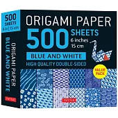 Origami Paper 500 Sheets Blue & White 6 (15 CM): Tuttle Origami Paper: Double-Sided Origami Sheets Printed with 12 Different Designs (Instructions for