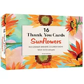 16 Thank You Cards, Sunflowers: 4 1/2 X 3 Inch Blank Cards in 8 Lovely Designs (2 Each) with 16 Envelopes