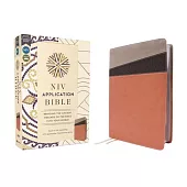 NIV Application Bible, Leathersoft, Coral/Gray, Red Letter, Comfort Print: Bringing the Ancient Message of the Bible Into Your World