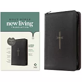 NLT Large Print Thinline Reference Zipper Bible, Filament Enabled (Leatherlike, Black Cross, Red Letter)