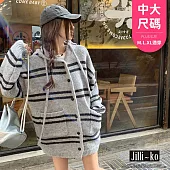 【Jilli~ko】連帽條紋針織開衫女寬鬆慵懶風軟糯毛衣 J11964 FREE 灰色