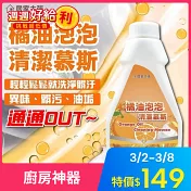居家主張橘油泡泡清潔劑組(2瓶+1兩用噴槍頭)