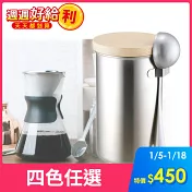【日本高桑elfin】不鏽鋼密封儲物罐/咖啡罐200g-附勺組 銀