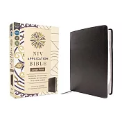 NIV Application Bible, Large Print, European Bonded Leather, Black, Red Letter, Comfort Print: Bringing the Ancient Message of the Bible Into Your Wor