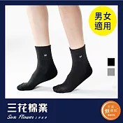 【三花棉業】S008_三花無痕肌1/2毛巾底運動襪(襪子/短襪)                              黑